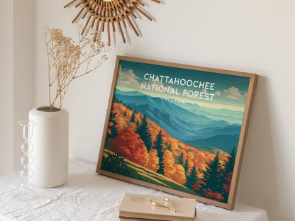 Chattahoochee National Forest Landscape, Georgia Poster | Appalachian Trail Vacation Wall Art — 16x20 in