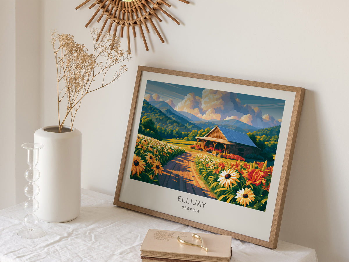 Ellijay Landscape Matte Border Poster | Georgia Destination Print Travel Wall Art — 16x20 in