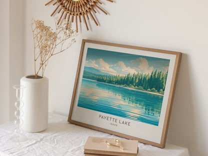 Payette Lake Landscape Matte Border Poster | Idaho Beach House Decor — 16x20 in
