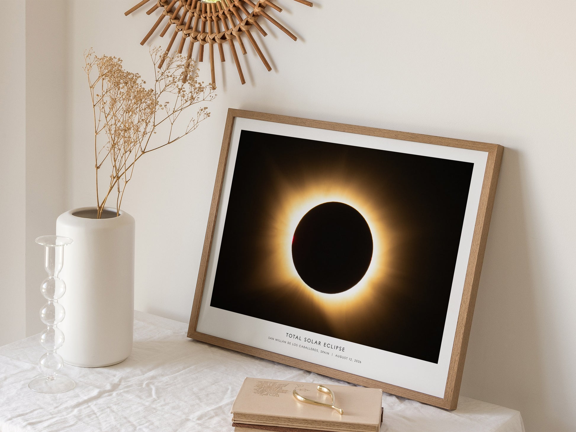 Total Solar Eclipse Landscape Poster | NASA Astronomy Print San Millán De Los Caballeros, Spain Wall Art — 16x20 in