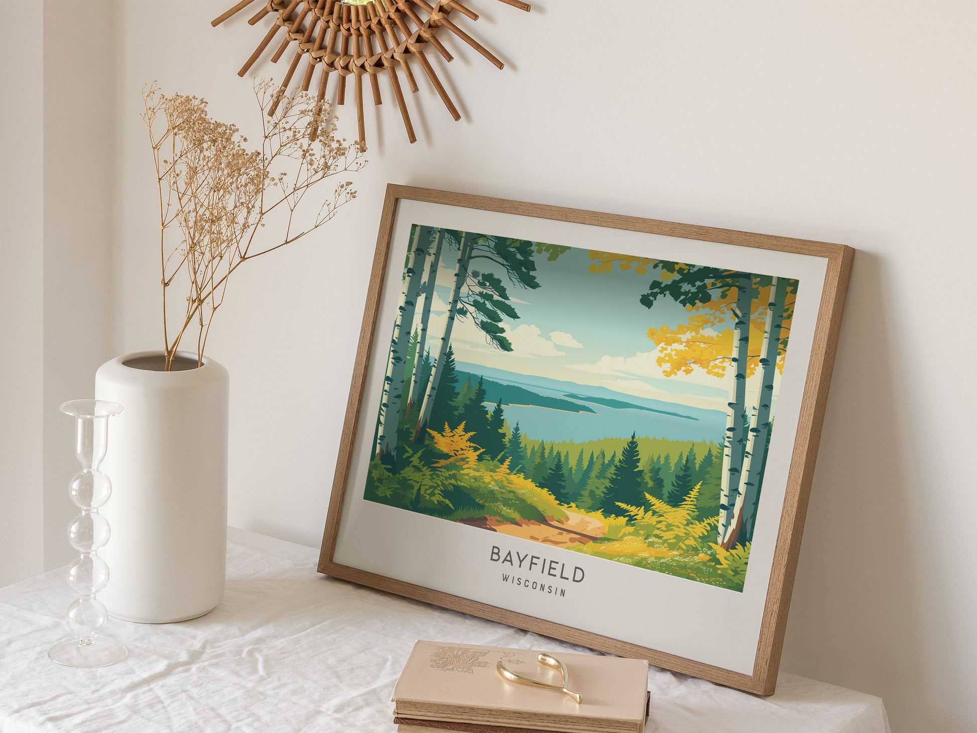 Bayfield Landscape Matte Border Poster | Wisconsin Vacation Wall Art — 16x20 in