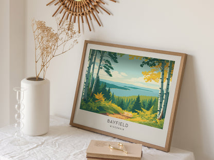Bayfield Landscape Matte Border Poster | Wisconsin Vacation Wall Art — 16x20 in