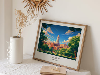 Lincoln Landscape Matte Border Poster | Nebraska Travel Wall Art — 16x20 in