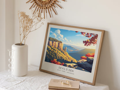 Devil's Den Landscape Matte Border Poster | West Fork, Arkansas Travel Gift Framed or Unframed — 16x20 in