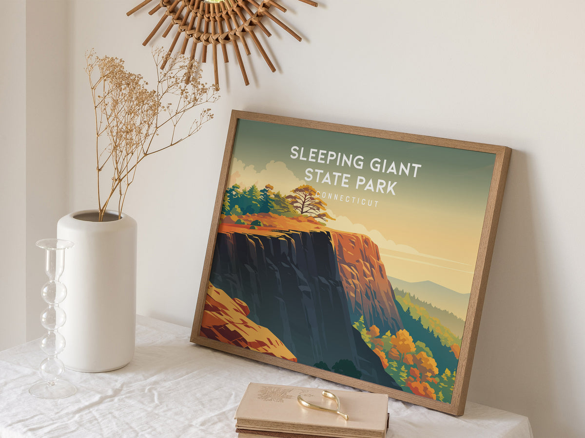 Sleeping Giant State Park Landscape Poster | Connecticut Hiking Vacation Wall Art — 16x20 in