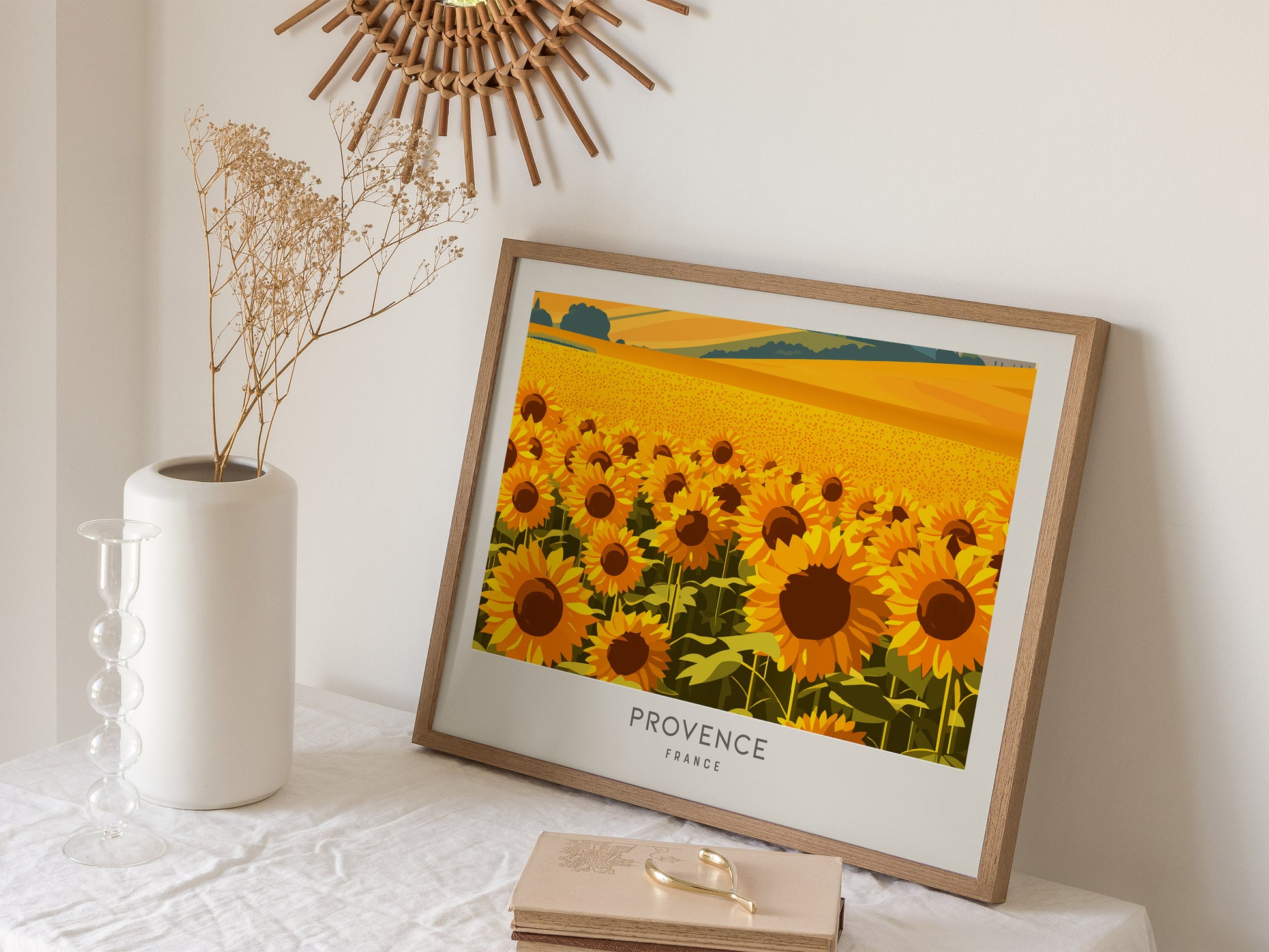 Provence Landscape Matte Border Poster | France Travel Wall Art — 16x20 in