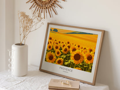 Provence Landscape Matte Border Poster | France Travel Wall Art — 16x20 in