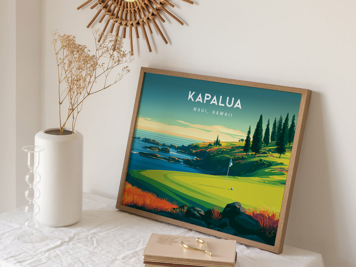Kapalua Landscape Poster | Maui, Hawaii Golf Wall Art Country Club Decor — 16x20 in