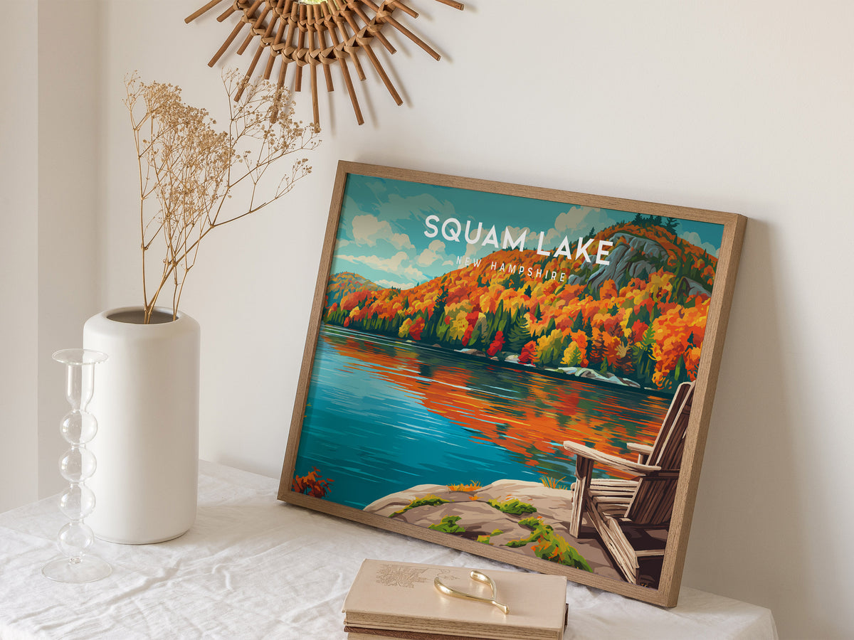 Squam Lake Landscape Poster | New Hampshire Framed or Unframed Wall Art — 16x20 in