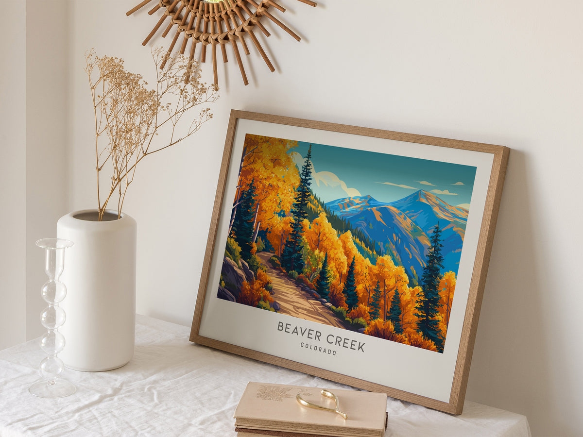 Beaver Creek Landscape Matte Border Poster | Colorado Destination Print Travel Wall Art — 16x20 in