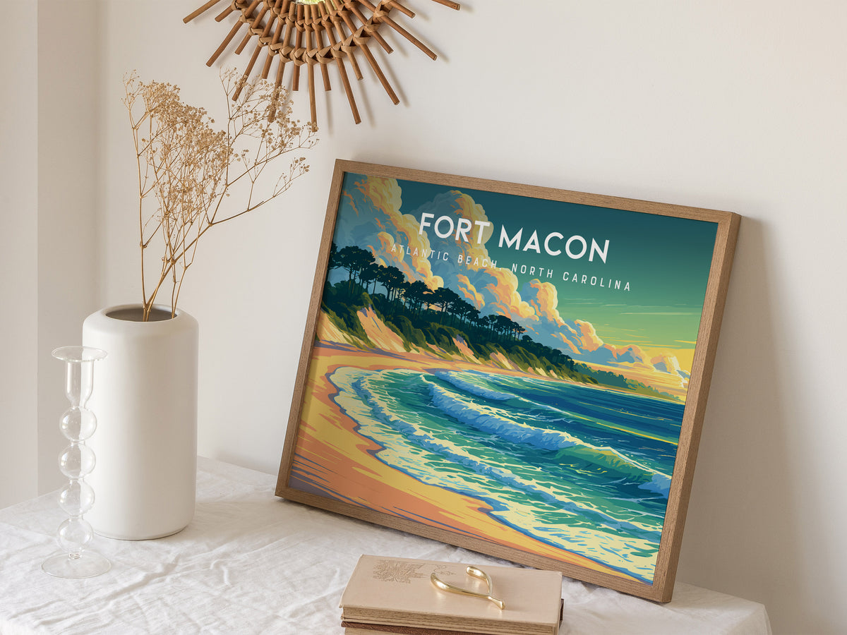 Fort Macon Landscape Poster | Atlantic Beach, North Carolina Destination Print Wall Art — 16x20 in
