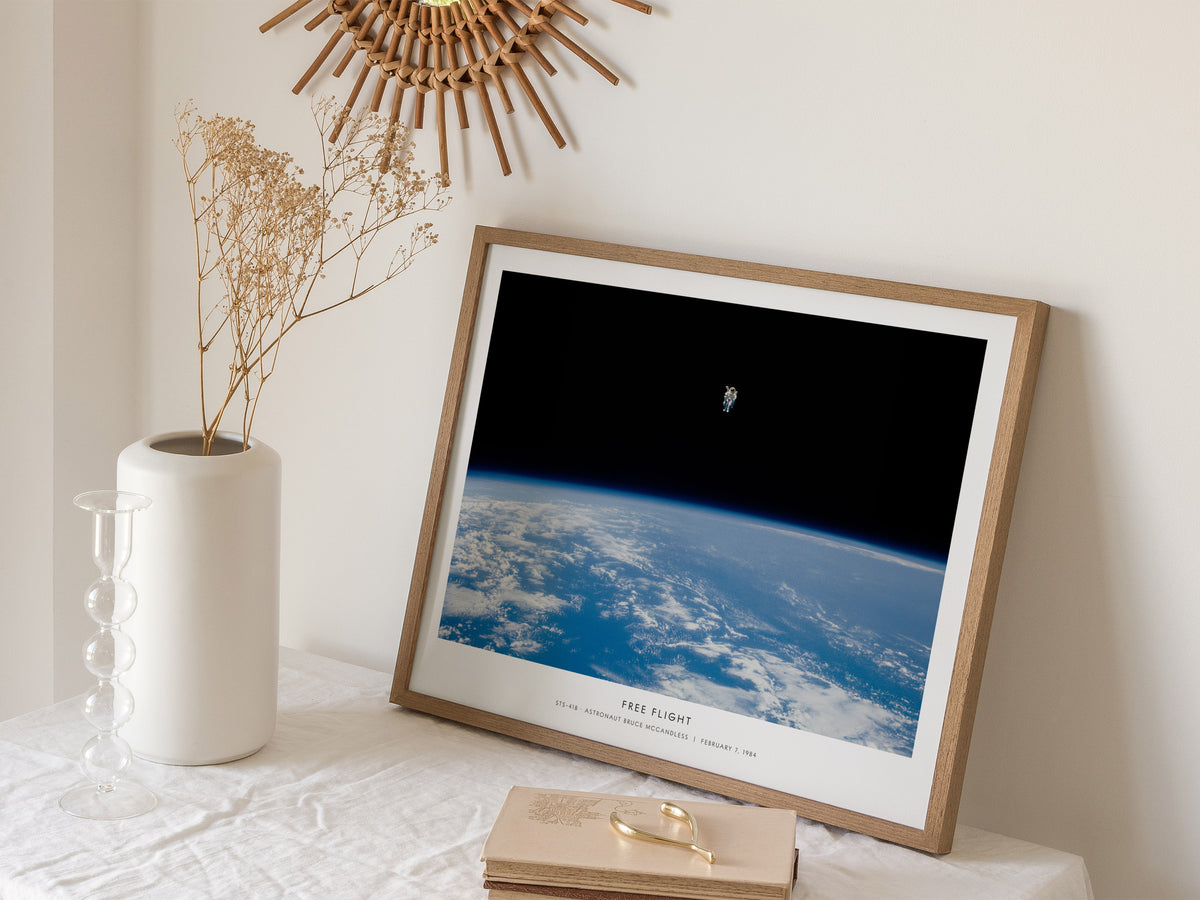 Free Flight Landscape Poster | Sts-41b · Astronaut Bruce Mccandless | STS-41B Astronaut Bruce McCandless NASA Space Photograp