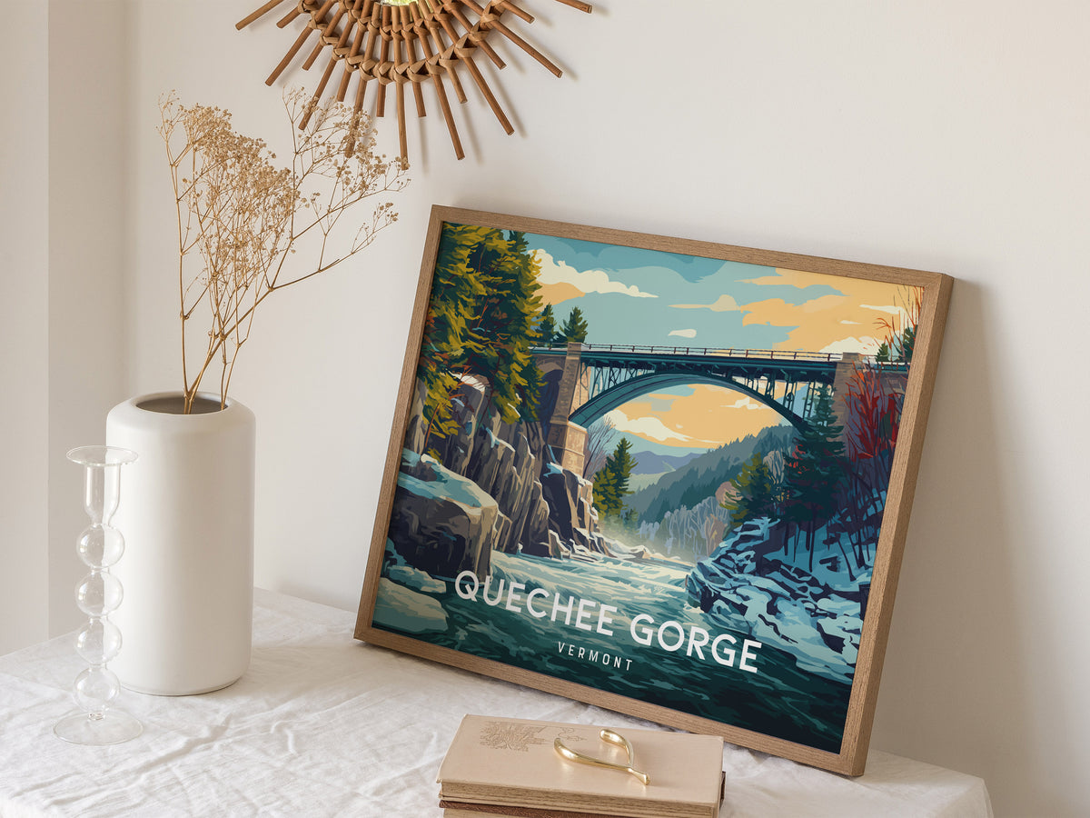 Quechee Gorge Landscape, Vermont Poster | Framed or Unframed Gorge Wall Art — 16x20 in