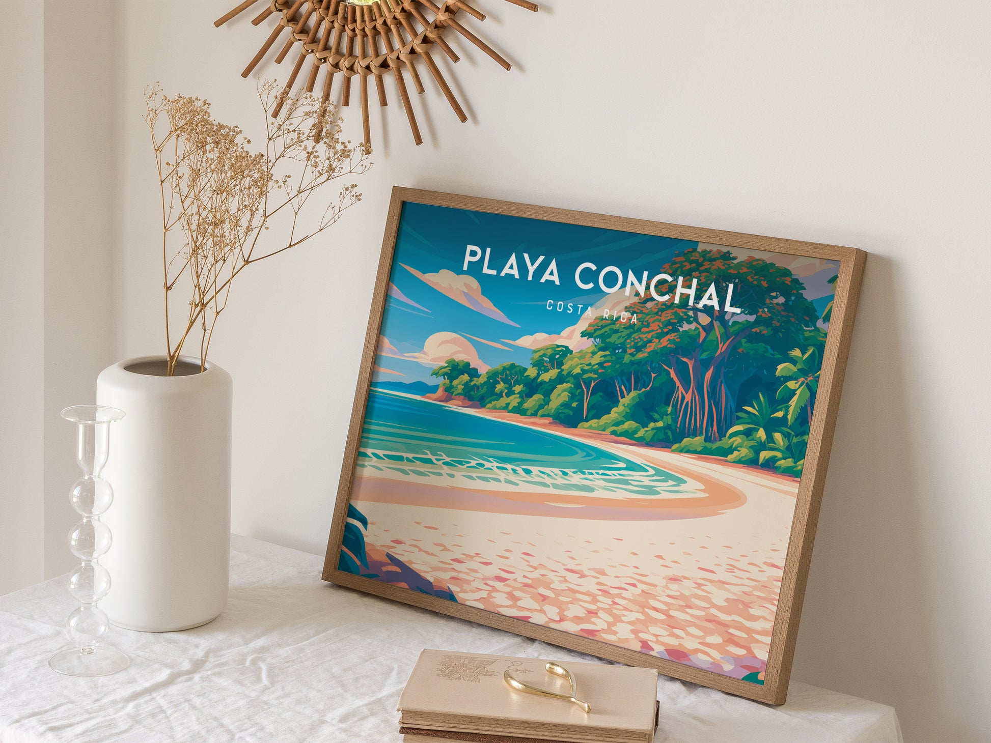 Playa Conchal Landscape Poster | Costa Rica Beach House Decor Wall Art — 16x20 in