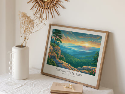 Cheaha State Park Landscape Matte Border Poster | Delta, Alabama Travel Wall Art Framed or Unframed — 16x20 in