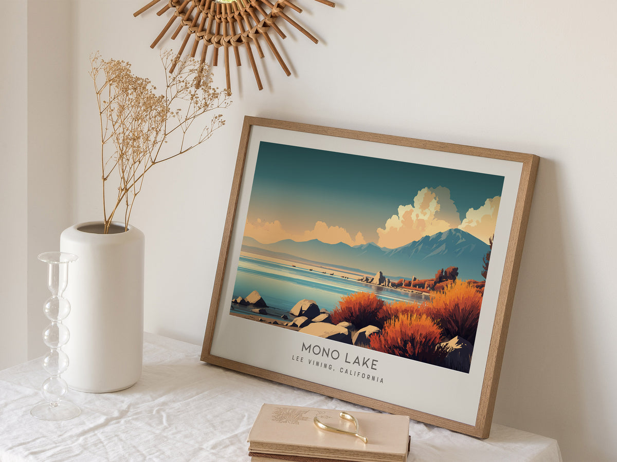 Mono Lake Landscape Matte Border Poster | Lee Vining, California Framed or Unframed Desert Lake Print — 16x20 in