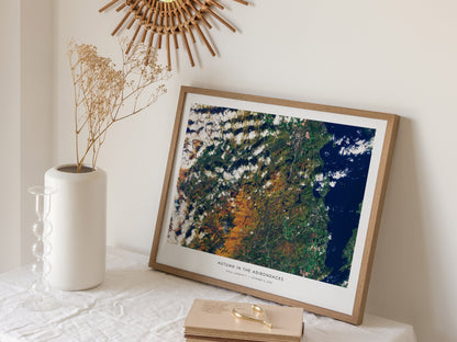 Autumn In the Adirondacks Landscape Poster | NASA Landsat 9 Astronomy Print Space Photography Wall Art — 16x20 in