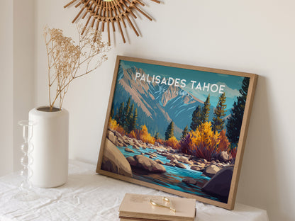 Palisades Tahoe Landscape Poster | California Ski Run Vacation Wall Art — 16x20 in