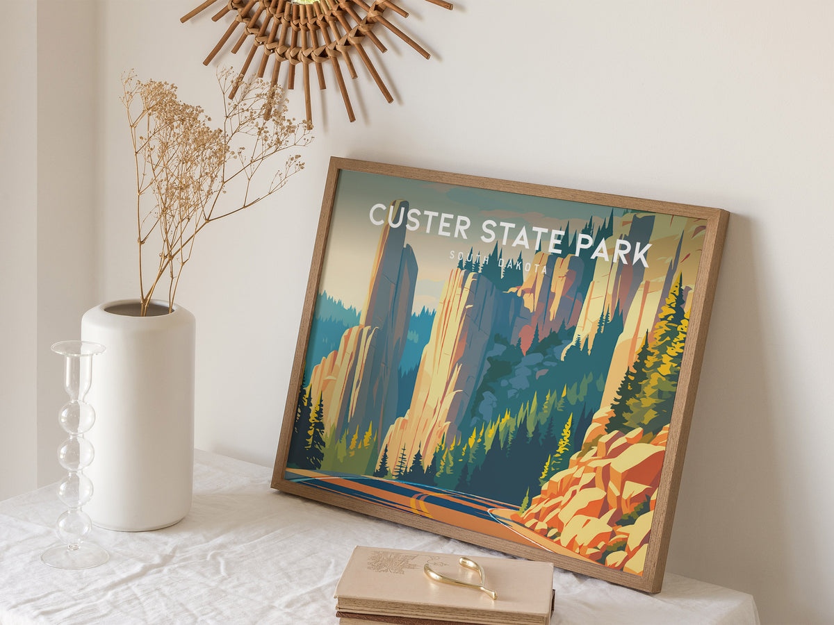 Custer State Park Landscape Poster | South Dakota Needles Highway Travel Wall Art — 16x20 in