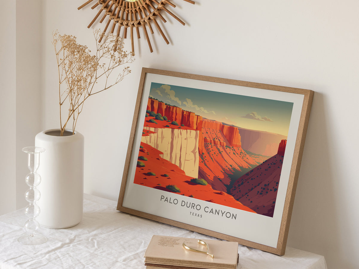 Palo Duro Canyon Landscape Matte Border Poster | Texas Vacation Wall Art — 16x20 in