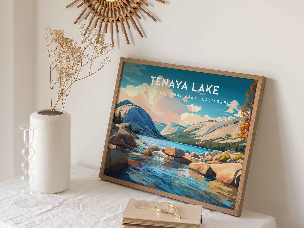 Tenaya Lake Landscape Poster | Yosemite National Park, California Travel Wall Art — 16x20 in
