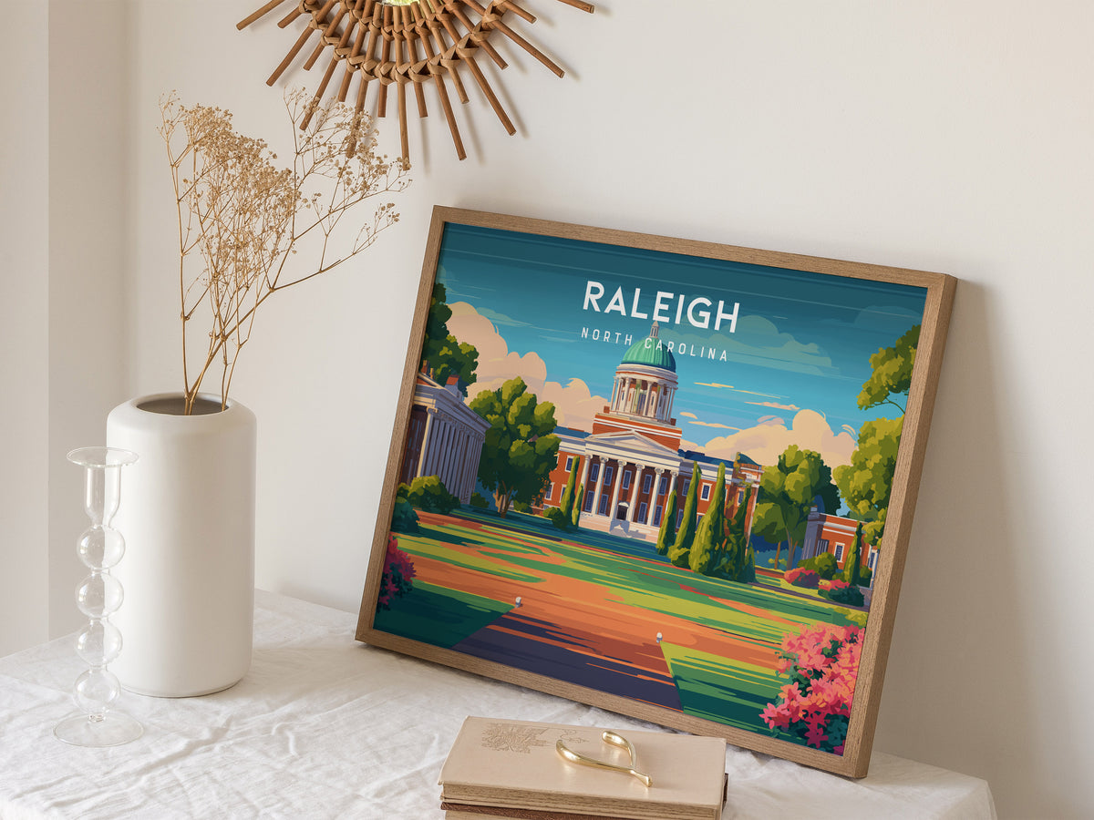 Raleigh Landscape Poster | North Carolina Oak City Framed or Unframed Wall Art — 16x20 in