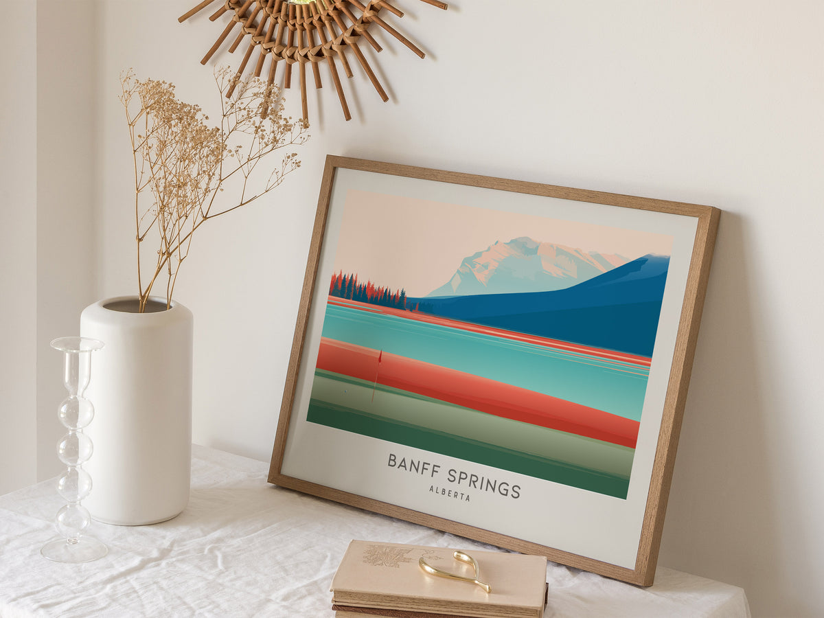 Banff Springs Landscape Matte Border Poster | Alberta Travel Wall Art — 16x20 in