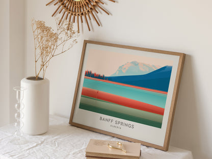 Banff Springs Landscape Matte Border Poster | Alberta Travel Wall Art — 16x20 in