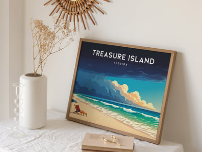 Treasure Island, Florida Poster | Landscape Gulf Coast Art Beach House Decor Wall Art — 16x20 in