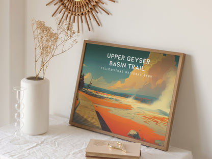 Upper Geyser Basin Trail Landscape Poster | Yellowstone National Park Vacation Wall Art — 16x20 in