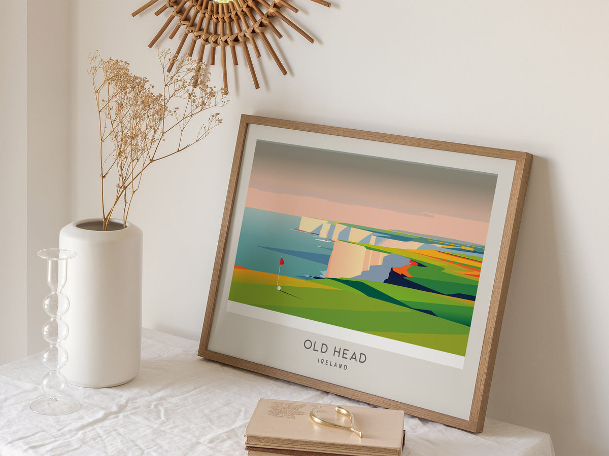Old Head Landscape Matte Border Poster | Ireland Country Club Decor & Golf Wall Art — 16x20 in