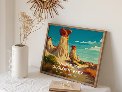 Toadstool Geologic Park Landscape Poster | Crawford, Nebraska Vacation Wall Art — 16x20 in