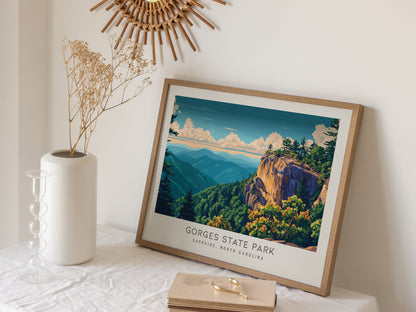 Gorges State Park Landscape Matte Border Poster | Sapphire, North Carolina Vacation Wall Art — 16x20 in