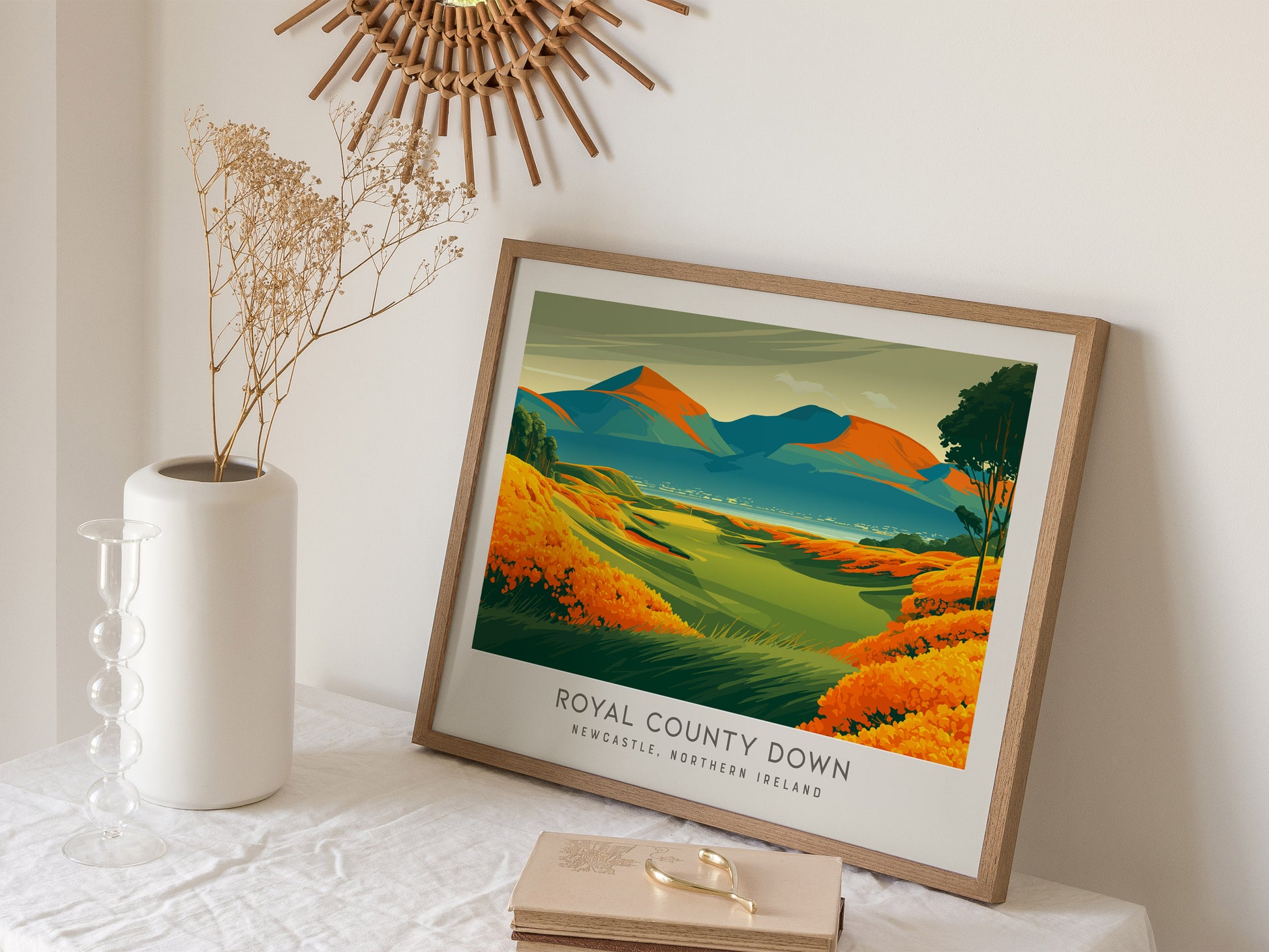 Royal County Down Landscape Matte Border Poster | Newcastle, Northern Ireland Travel Wall Art — 16x20 in