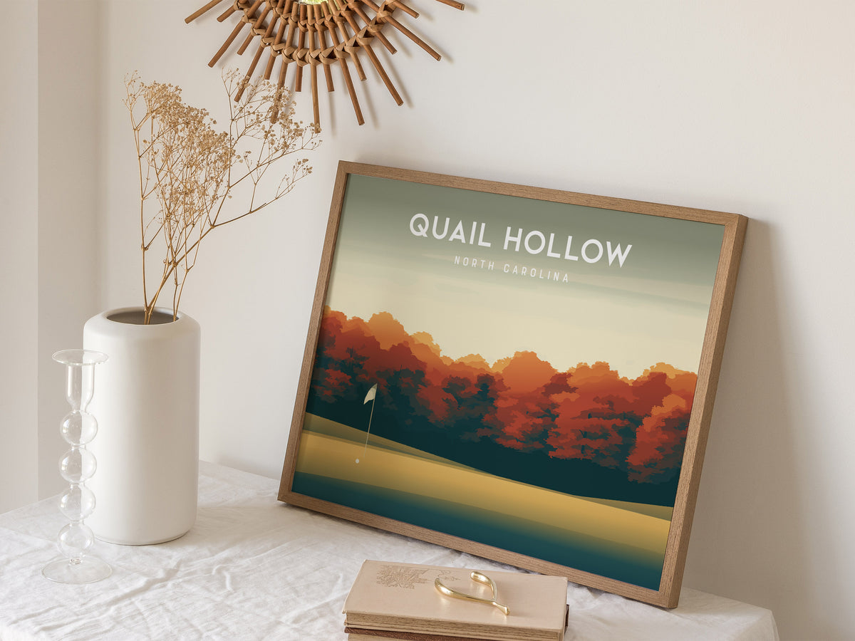 Quail Hollow, North Carolina Landscape Poster | Links Poster & Framed or Unframed Golf Course Wall Art — 16x20 in