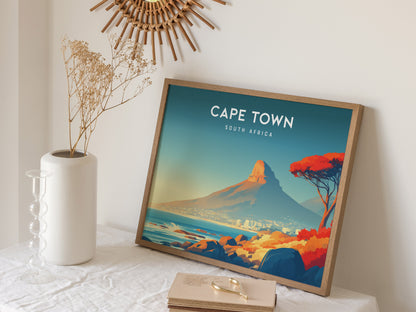 Cape Town, South Africa Landscape Poster | Harbor & Cityscape Travel Gift Wall Art — 16x20 in