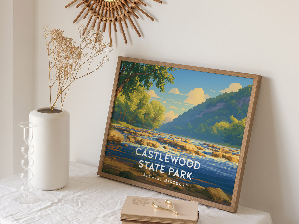 Castlewood State Park Landscape Poster | Ballwin, Missouri Scenic Bluff Overlook Vacation Wall Art — 16x20 in