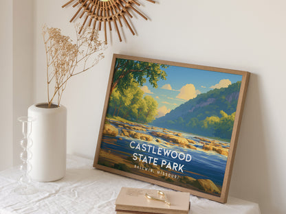 Castlewood State Park Landscape Poster | Ballwin, Missouri Scenic Bluff Overlook Vacation Wall Art — 16x20 in