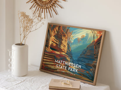 Matthiessen State Park Landscape Poster | Oglesby, Illinois Framed or Unframed Vacation Wall Art — 16x20 in