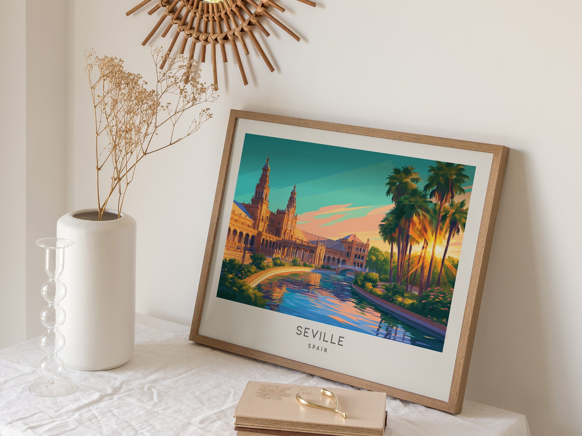 Seville Landscape Matte Border Poster | Spain Framed or Unframed Travel Gift Wall Art — 16x20 in
