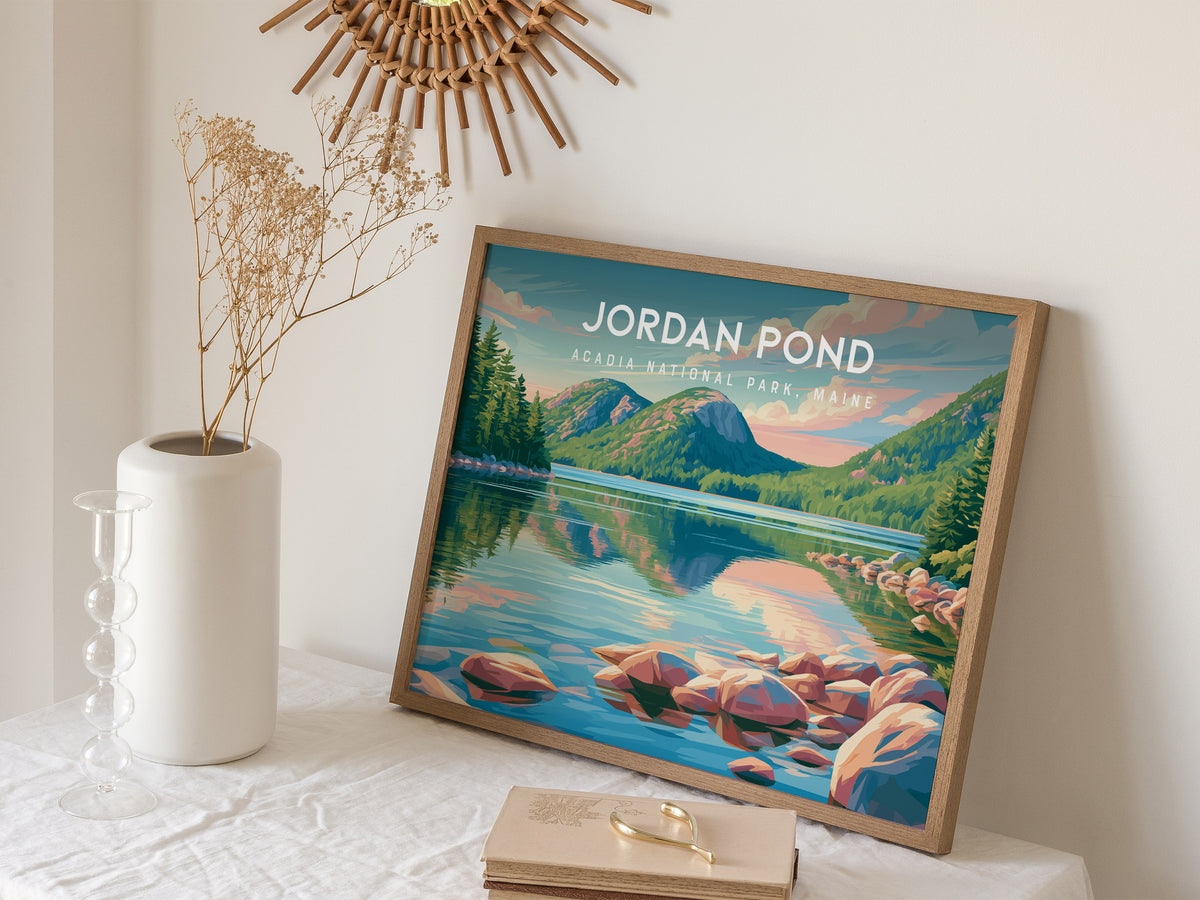 Jordan Pond Landscape Poster | Acadia National Park, Maine Travel Wall Art — 16x20 in