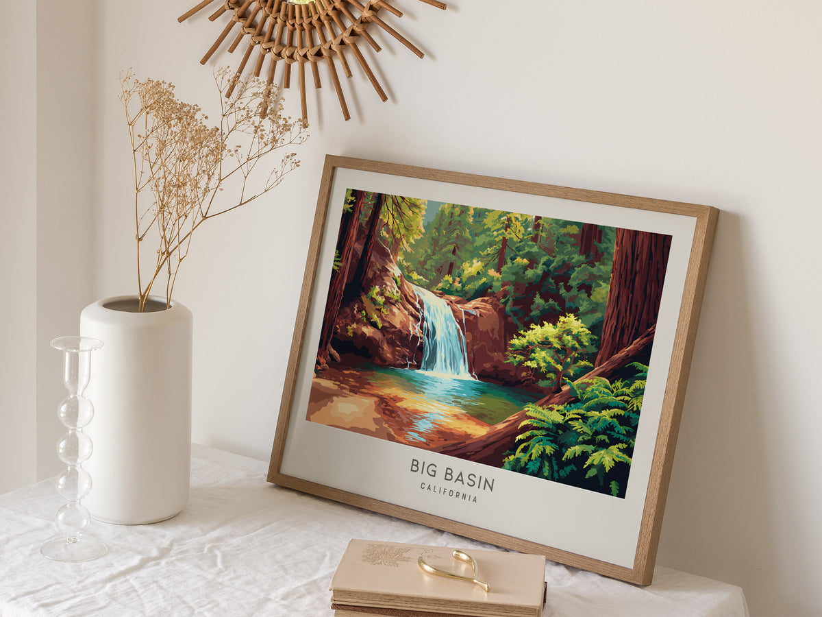 Big Basin Landscape Matte Border Poster | California Destination Print Framed or Unframed — 16x20 in