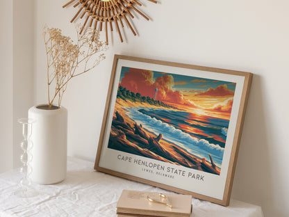 Cape Henlopen State Park Landscape Matte Border Poster | Lewes, Delaware Vacation Wall Art — 16x20 in