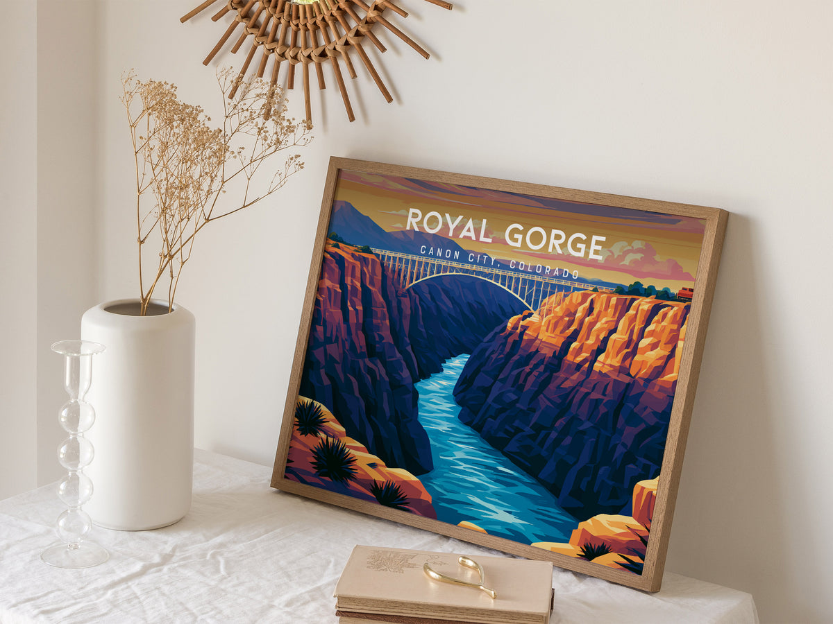 Royal Gorge Landscape, Canon City, Colorado Poster | Scenic Gorge Adventure Framed or Unframed Wall Art — 16x20 in