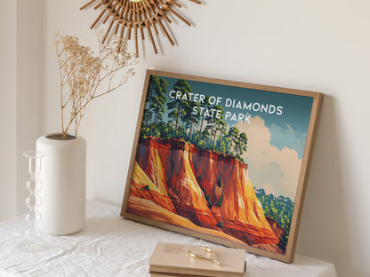 Crater of Diamonds State Park Landscape Poster | Arkansas Gem Hunting Travel Wall Art — 16x20 in
