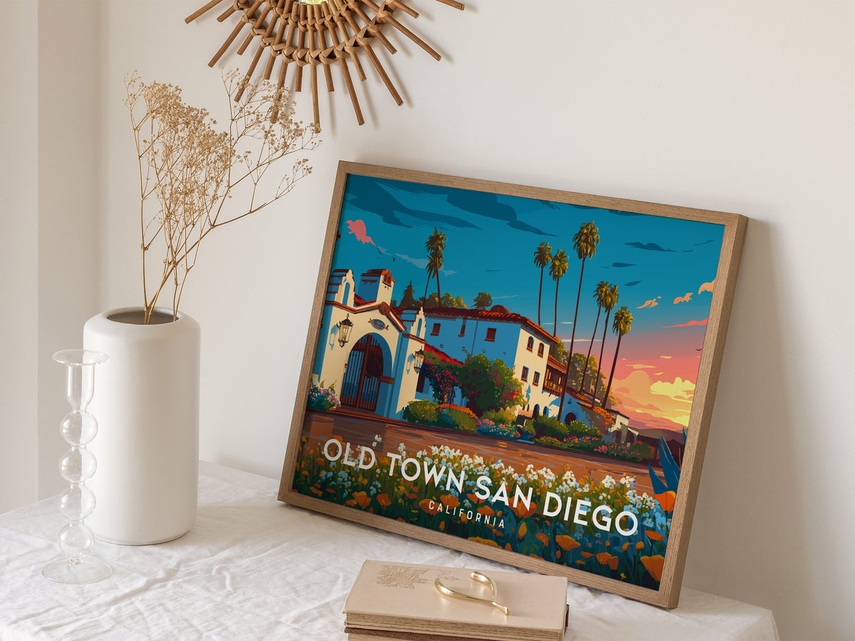 Old Town San Diego Landscape Poster | California Vacation Wall Art — 16x20 in