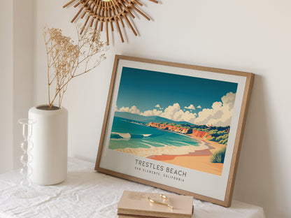 Trestles Beach Landscape Matte Border Poster | San Clemente, California Vacation Wall Art — 16x20 in