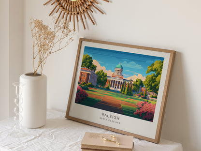 Raleigh Landscape Matte Border Poster | North Carolina Travel Wall Art — 16x20 in