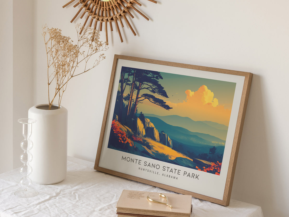 Monte Sano State Park Landscape Matte Border Poster | Huntsville, Alabama Vacation Wall Art — 16x20 in