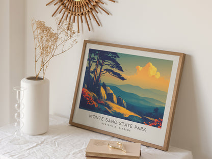 Monte Sano State Park Landscape Matte Border Poster | Huntsville, Alabama Vacation Wall Art — 16x20 in